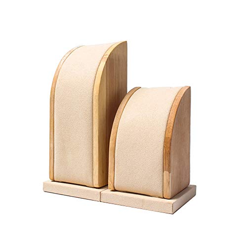 FSJMTQTS Schmuckständer Einfaches, gebogenes Holz-Halsketten-Schmuckständer-Anhänger-Display, 2 Stück für Ohrringe und Halsketten(Beige) von FSJMTQTS