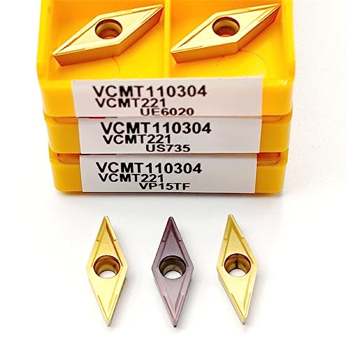 FSLMEIL 10 Stück Hartmetalleinsätze VCMT110304 VP15TF UE6020 US735 CNC-Werkzeug Edelstahl-Drehmaschine VCMT 110304(VCMT11T304 US735) von FSLMEIL