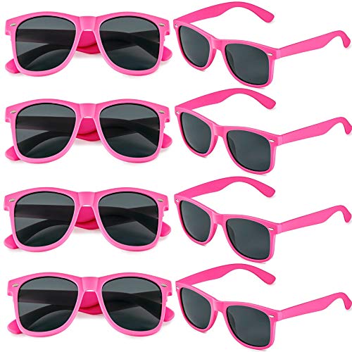 FSMILING 8 Paare Neon Party Sonnenbrille Set 80er Retro Klassisch Partybrillen Für Herren Damen(Rose Red) von FSMILING