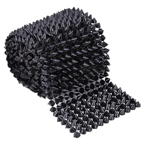 1 Yard 10 Reihen Nähen Spikes Nähen Spike Nieten Handwerk Stud Trim Kleidung Spike Kegel Nieten Punk Mesh Trim Flat Back Kegel Spikes Dekorative Spikes für Kostüm Handtasche von FSSTUD