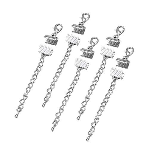 10 Sets Pinch Klemmbleche Crimps Clamp Ends Verlängerungskette Kettenverschluss Karabiner für Schmuckherstellung Silber von FSSTUD