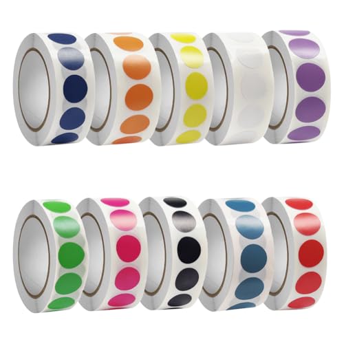10.000 Stück 13 mm Farbcodierungspunkt-Aufkleber, Rolle, sortierte Farben, runde Etiketten, einfarbig, entfernbare Klebepunkte, kleine bunte Aufkleberpunkte für Zuhause und Büro 10.000 Stück 13 mm Farbcodierungspunkt-Aufkleber, Rolle, sortierte Farben, runde Etiketten, einfarbig, entfernbare Klebepunkte, kleine bunte Aufkleberpunkte für Zuhause und Büro von FSSTUD