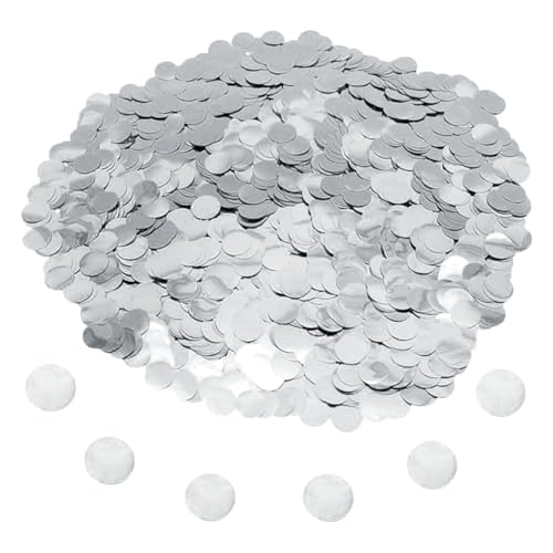 100 Gramm 15 mm rundes Folien-Konfetti, metallisches Seiden-Konfetti, glänzendes Tischkonfetti, Punkte, Glitzer, Ballonfüllung, Konfetti, glitzerndes Kreis-Konfetti für Party-Dekoration, Silber von FSSTUD