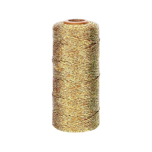 100 Meter Glitzer-Metallic-Faden, Geschenkverpackungsfaden, glitzernde, dünne Kordel zum Aufhängen, für Weihnachtskugeln, Schmuckherstellung, Bastelschnur für DIY, goldfarben von FSSTUD