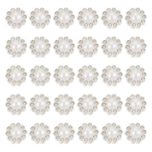 100 Stück 14 mm Perlen Strass Verzierungen flache Rückseite Kristall Knöpfe kleine Diamant Blume Knöpfe Dekorative Strass Cabochons Runde flache Rückseite Charms für Schmuckherstellung von FSSTUD