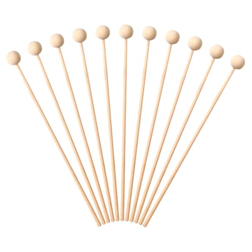 100 Stück 15 cm Holz Rock Candy Sticks Holz Rührstäbchen Runde Oberseite Rührstäbchen Ball Kaffee Sticks Cocktail Getränk Rührstäbchen Tee Party Rührstäbchen Lange Cake Pop Sticks von FSSTUD