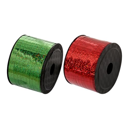 2 Rollen 5 mm x 91,4 m Weihnachts-Ringelband, dünnes Ballonband, Geschenkpapier, lockiges Band, Urlaub, Kunststoffband, glänzendes Bastelband, funkelndes dekoratives Band für Hochzeit, Party von FSSTUD