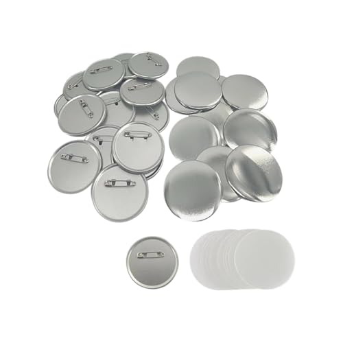 20 Sets für Abzeichen, runde Metallknopfabdeckungen, Anstecknadeln, transparente Folien, Bastelknopfnadeln, Knopfhersteller, Materialien, DIY-Abzeichen, Zubehör, 58 mm von FSSTUD