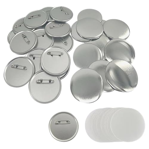 20 Sets für Abzeichen, runde Metallknopfabdeckungen, Anstecknadeln, transparente Folien, Bastelknopfnadeln, Knopfhersteller, Materialien, DIY-Abzeichen, Zubehör, 75 mm von FSSTUD