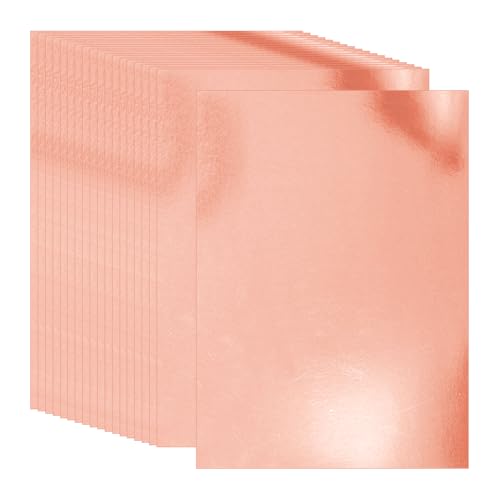 20 Stück 250 g/m² A4 Größe Metallic-Karton Papier Karton Spiegel Bastelpapier Farbe Karton Lager Glitzer Kartenherstellung Papier Glänzend Bastelkarton Blätter für DIY-Projekte Roségold von FSSTUD