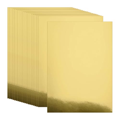 20 Stück 250 g/m² A4 Größe Metallic-Karton Papier Papier Karton Spiegel Bastelpapier Farbe Karton Lager Glitzer Kartenherstellung Papier Glänzend Bastelkarton Blätter für DIY-Projekte, goldfarben von FSSTUD