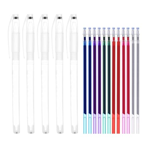 24 Stück hitzelöschbare Stift-Nachfüllminen, zum Nähen, zum Wärmelöschen, Stoffmarkierungsstift-Nachfüllpackungen, bunte verschwindende Tintenstift-Nachfüllungen mit 10 Stiftfassungen für Heimwerker, von FSSTUD