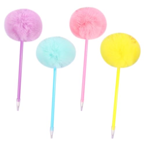 4 Stück Pompom-Stifte Pastell-Plüsch-Kugelschreiber, flauschige Kugelschreiber, niedliche Schulstifte, Mädchen, lustige Stifte, bunte Kugelschreiber, Kinder, Neuheit Stifte für Büro von FSSTUD