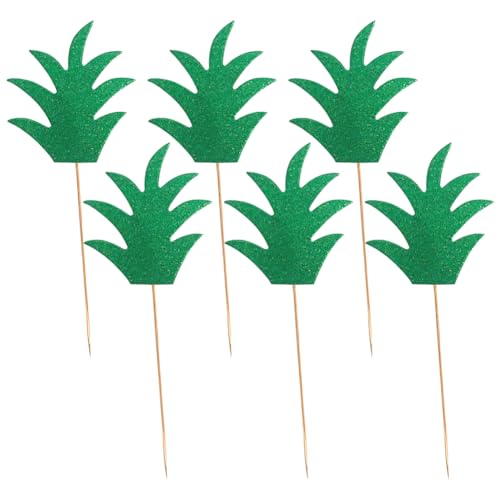 48 Stück kleine Ananas-Cupcake-Topper, Glitzer, Obst, Cupcake-Picks, tropische Party-Zahnstocher, grüne Donut-Topper, Hawaii-Kuchenaufsatz, Dekorationen für den Strand von FSSTUD