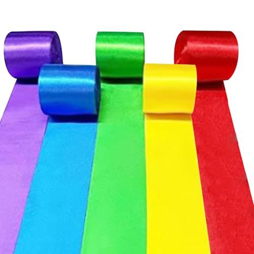 5 Rollen 5 cm breite Satinband-Rollen, Regenbogen-Geschenkband, großes Stoffband, Schleifenband, dekoratives Geschenkband, buntes Schleifenband, Hintergrund von FSSTUD