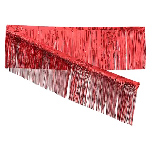 5 Stück 30 cm x 3 m Metallfolie Fransen Girlande Glitzer Lametta Luftschlangen Kulissen Parade Float Banner Wandbehang Girlanden Dekorative Türvorhang Luftschlangen Party Tischrock Dekorationen Rot von FSSTUD