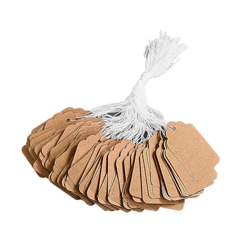 500 Stück 30 x 48 mm Kraftpapier-Etiketten, Schmuck, Preise, Hängeetiketten, Kleidung, blanko, Geschenkverpackung, Etiketten, einfache Markierung, Preisetiketten mit Schnur für Hofverkauf von FSSTUD