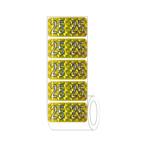 500 Stück 38 x 19 mm 2025 Jahresaufkleber, selbstklebend, Jahres-Etiketten, Zahl 25, 25 Diagrammaufkleber, farbcodierte Ordneretiketten, goldfarben von FSSTUD