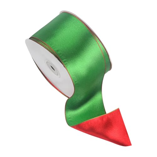 6,5 cm x 4,5 m Satinband mit Drahtrand, doppelseitiges Weihnachtsband, verdrahtet, Stoffband, breit, seidiges Band, Geschenkpapier, Bastelband, Weihnachtsdekoband für Kranzschleife von FSSTUD