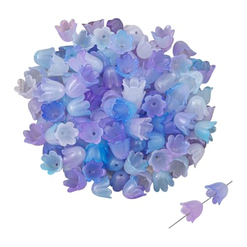 600 Stück Acryl-Blumen-Perlenkappen, kleine Lilien-Perlen, Blumenform, Abstandshalter, Schmuckherstellung, Blumenperlen, bunte Blumenanhänger, niedliche Blumen-Charms, blau und lila von FSSTUD