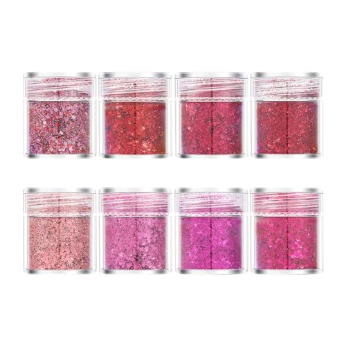 8 Boxen Valentinstag Nagel Glitzer Augen Make-up Glitzer Pink Chunky Glitter Sparkly Gesicht Kosmetik Glitzer Epoxidharz Glitzer Flocken Nagel Glitzer Aufkleber Körper Glitzer Party Favors von FSSTUD