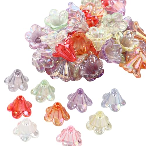 Acryl-Blumen-Perlenkappen, transparent, Abstandshalter, verschiedene Farben, Blumen-Perlen, Charms, Mini-Perlen für DIY-Schmuckherstellung, ca. 640 Stück von FSSTUD