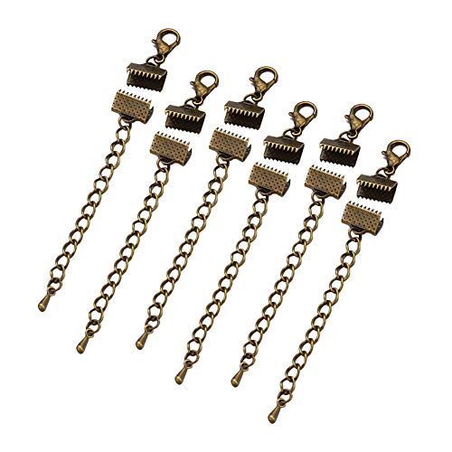 FSSTUD 10 Sets Pinch Klemmbleche Crimps Clamp Ends Verlängerungskette Kettenverschluss Karabiner für Schmuckherstellung Bronze von FSSTUD