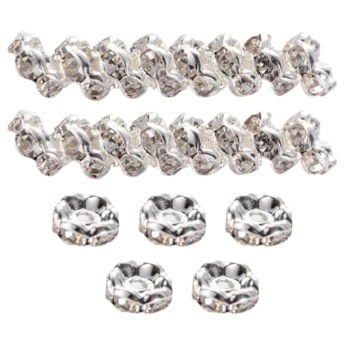 FSSTUD 100 Stück 12 mm Strass-Abstandshalter, Metall, Kristall, lose Perlen, Armband, Diamantperlen, glitzernde Perlen-Abstandshalter, Perlen-Abstandshalter, Stiftperlen, Schmuckherstellung, von FSSTUD