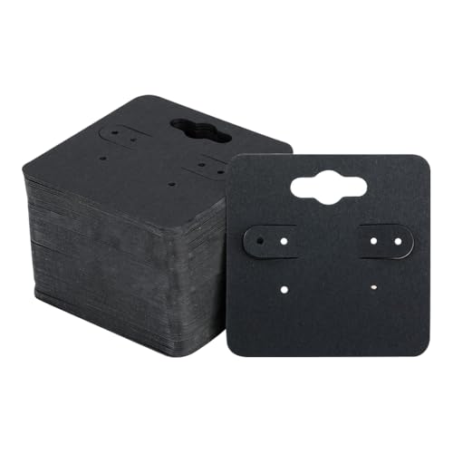 FSSTUD 100 Stück 5 x 5 cm Ohrstecker-Display-Karten Ohrringhalter Verkaufskarten hängende Ohrringkarten kleine breite Ohrring-Tags Kraftpapier Ohrringkarten Schmuckverpackungskarten Schwarz von FSSTUD