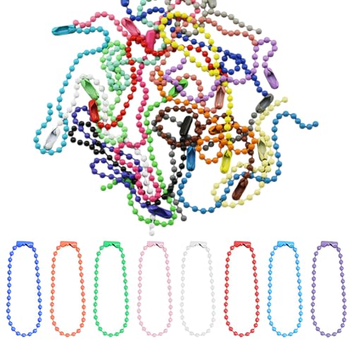 FSSTUD 100 Stück Metallkugel-Perlenketten, Schlüsselanhänger, Kugelkette, Schlüsselanhänger, Kugelkette, Hundemarke, Ketten, Perlen, Halskette, kleine verstellbare Kettenverbinder für DIY von FSSTUD