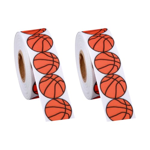 FSSTUD 2 Rollen dünne Sportbänder mit Sportmotiven, Ripsbänder, Basketball, Bastelbänder, Geschenkverpackung, Fußball, Basteln, Geschenkverpackung, Basketball, 2 Rollen von FSSTUD