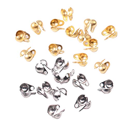 FSSTUD 200 Stück Clamshell Quetschkalotten Quetschperlen Abdeckungen Schmuck Verschlüsse Bead Tips für Schmuckherstellung 1,5 mm von FSSTUD