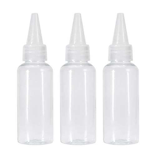 FSSTUD 3 Stück 100 ml transparente Kunststoff-Quetschflaschen, kleine, leere Applikatorflaschen, Flüssigkeitsspenderflaschen, Bastelflaschen, Kleberflaschen, nachfüllbar, gepunktet, Acrylfarben von FSSTUD