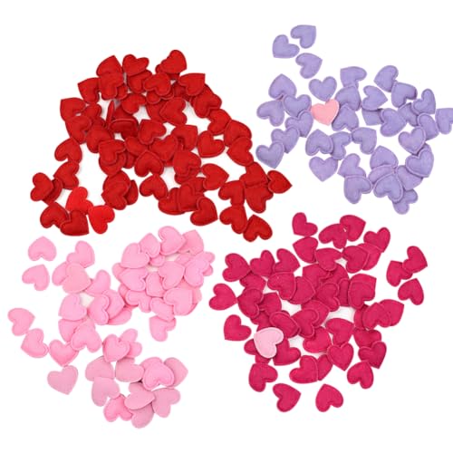 FSSTUD 300 Stück Valentinstag Filz Herzen Liebesform Konfetti Mini Herzförmige Blütenblätter Kleine Dekorative Filzkugeln Romantische Hochzeit Dekoration für Muttertag Rosa Lila Rot Rose von FSSTUD