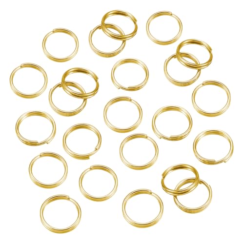 FSSTUD 400 Stück 10 mm kleine Doppelschlaufen-Binderinge aus Metall, geteilte Schlüsselringe, Halsketten-Verbindungsringe, Schmuckherstellung, O-Ringe, Armband, Verbindungsringe für DIY, goldfarben von FSSTUD