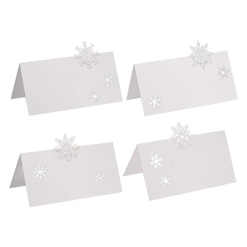 FSSTUD 48 Stück 10 cm Schneeflocke Tisch Namenskarten Weihnachten Tischkarten Urlaub Winter Party Zelt Karten weißes Papier Sitzkarten für Weihnachten Hochzeit von FSSTUD