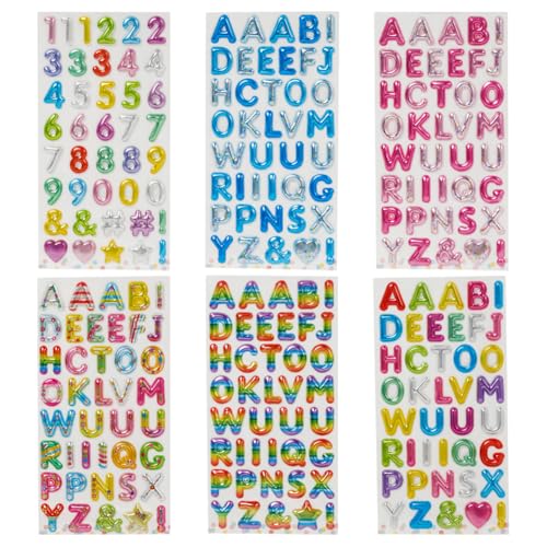 FSSTUD 6 Bögen 3D-Buchstaben- und Zahlenaufkleber, geschwollene Alphabet-Buchstaben-Aufkleber, Glitzer, bunte Aufkleber, Zahlen, farbige selbstklebende Buchstaben, dekorative Buchstaben, Zahlen für FSSTUD 6 Bögen 3D-Buchstaben- und Zahlenaufkleber, geschwollene Alphabet-Buchstaben-Aufkleber, Glitzer, bunte Aufkleber, Zahlen, farbige selbstklebende Buchstaben, dekorative Buchstaben, Zahlen für von FSSTUD