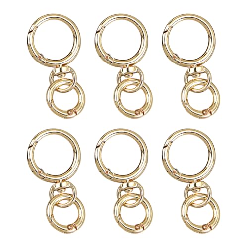 FSSTUD 6 Sets runde Metall-Karabinerhaken, Federverschluss, Schlüsselanhänger, Drehverschlüsse, Feder-O-Ring-Clips, Schlüsselanhänger, Ring-Clips, Schlüsselanhänger, Clip-Haken für Schlüssel, von FSSTUD