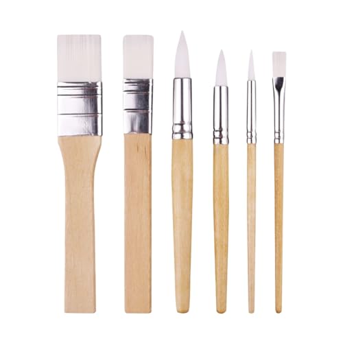 FSSTUD Holz-Pinsel-Set, Nylon-Pinsel, Malpinsel, Künstler, Zeichnen, Acryl, Öl, Aquarellpinsel für Bastelarbeiten, 6 Stück von FSSTUD