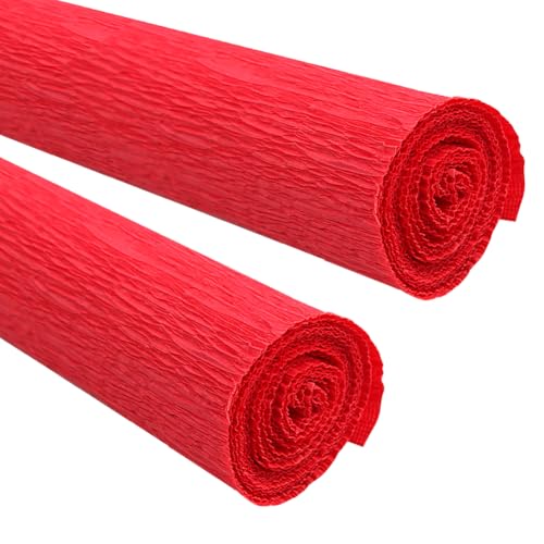 Krepppapier, breite Krepppapier-Rollen, Krepppapier, breite Krepppapier-Hintergrund, Blumenherstellung, Krepppapier, Party-Dekorationen für Festivals, 50,8 cm, Rot, 2 Rollen von FSSTUD