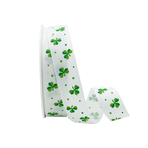 Ripsband zum St. Patrick's Day, Kleeblatt, grün-weiß, Stoffband, Geschenkband, Urlaub, Basteln, Schleifenband, 20 Meter von FSSTUD