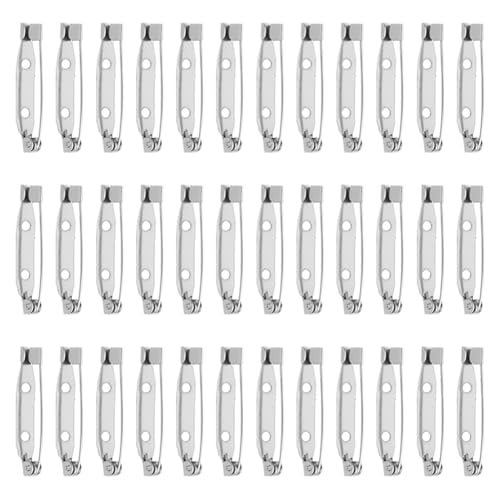 Silberfarbene Broschennadeln aus Metall, flache Rückseite, kleine Verschlussnadeln, Namensschild, Sicherheitsnadeln, Bastelnadeln, Verschluss mit 2 Löchern und Verschluss auf der Rückseite, 200 Stück von FSSTUD