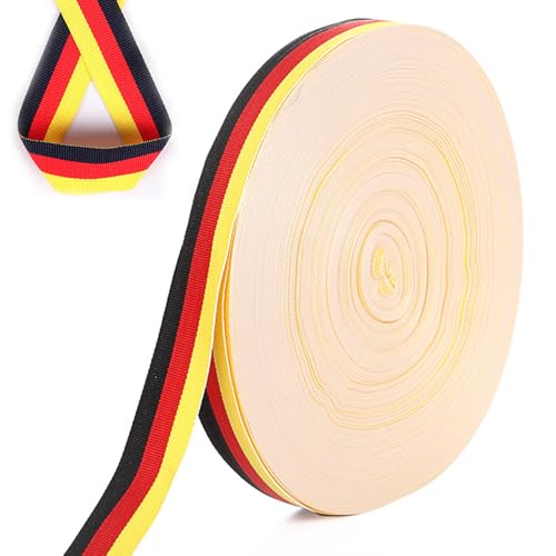 FSWWSF Nationalband Deutschland Schleifenband Dekoband Stoffband - schwarz, rot, gelb 50m x 1cm für Basteln, Dekorieren & Verpacken von Geschenken zu jedem Anlass von FSWWSF