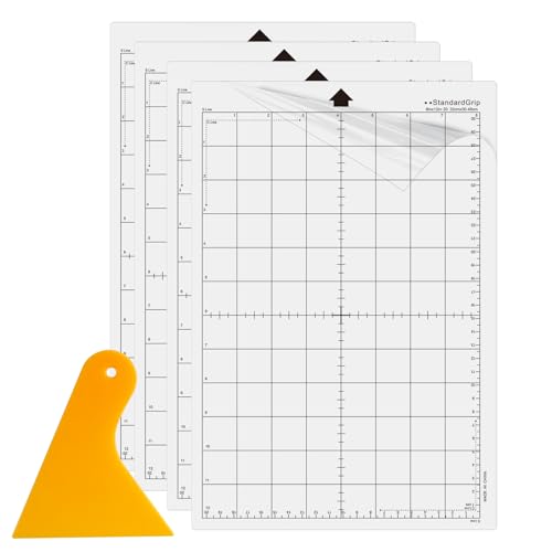 FSWWSF Schneidematte für Plotter 4 Stück Standard Haftkleber Schneidematten 8x12in Schneidematte Plotter für Silhouette cameo 4/3/2/1 CricutExplore Plotter Zubehör (StandardGrip) von FSWWSF