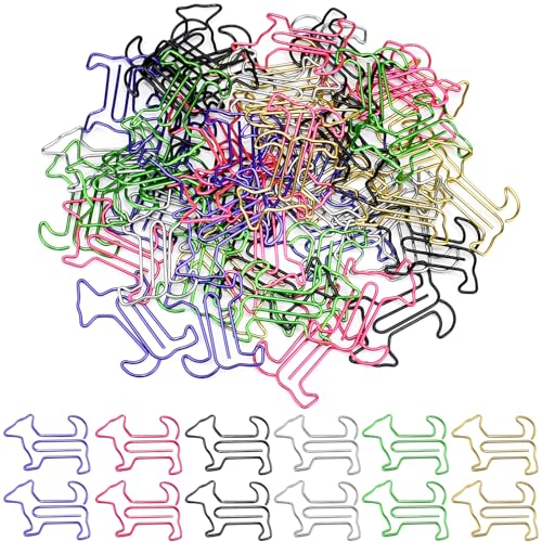 FTISSLY 60 Stück Büroklammern Tiereform Niedliche Lesezeichen Metall hund Paper Clips Cute Büroklammer hund süße Büroklammern Bunt Papierklammern Hunde Form für Schule Büro Hause Poster Foto Dokument von FTISSLY