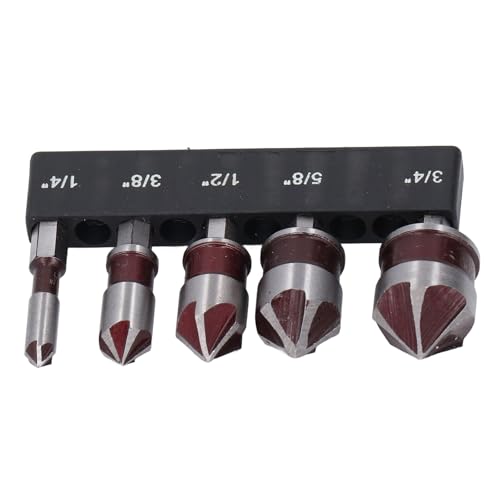 5 Flöten -Countersink -Bohrer -Bit Set, 1/4in -Hex -Shank Fünf Kleiderschüchterstalter -Bohrer Set für Holzstärke Teile Zubehör 1/4 3/8 1/2, Drillbits von FTVOGUE