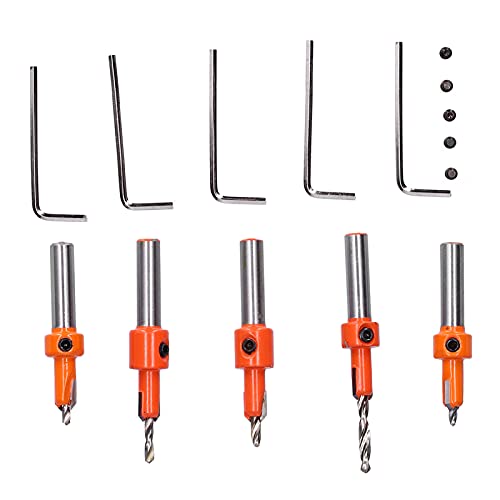 5pcs Hohe Härtekammern Design Kohlenstoffstahl Countersink -Bohrer Set für Tischler - -Haushalt und Allgemeine Konstruktion von FTVOGUE