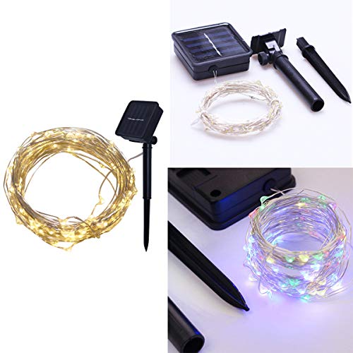 FTVOGUE 40 Superbrillante LEDs, Solarbetriebene Lichterkette, Warmweiße Lichterkette, 8 Modi für Saisonale Dekorationen für Hochzeiten, Partys Im Freien (WHITE) von FTVOGUE