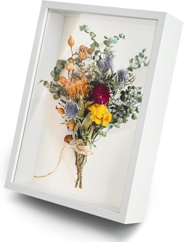 FTXanty 3d Bilderrahmen zum Befüllen 20 x 20cm Weiß 3d Objektrahmen Holz Fotorahmen Objekte Bis 3cm Objektrahmen zum Befüllen für Desktop Getrocknete Blumen Weihnachten Geschenk von FTXanty