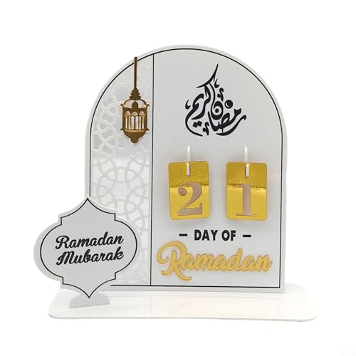 Dekorativer Ramadan-Countdown-Kalender aus Acryl mit Mond und Stern für Eid-Feiern von FUANA